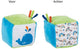 Goki zachte kubus baby speelgoed met walvis en knisperfolie.