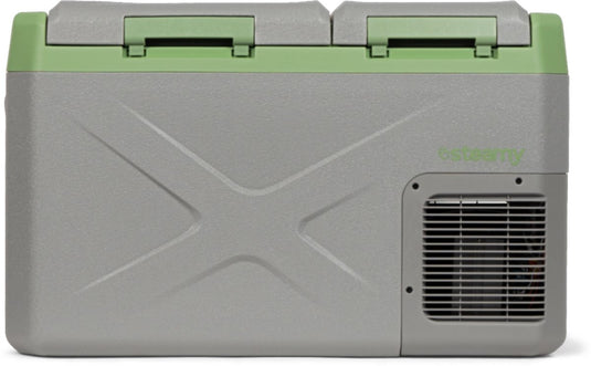 Steamy -e dual zone elektrische compressor koelbox - dual zone - 24 liter - 12v en 230v - voor auto en camping - grijs