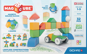 Geomag magicube 4 vormen blokken wereld recycled - magnetische bouwblokken - 32-delig - vanaf 3 jaar