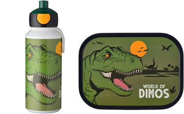 Mepal lunchset (pop-up fles lunchbox) campus - 400 + 750 ml - broodtrommel en drinkbeker voor kinderen - bento box - pop-up drinkfles - dino