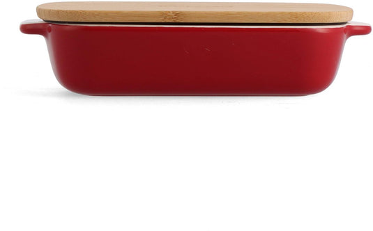 Kitchenaid ovenschaal incl bamboe deksel - small: 0,9l - magnetron- en ovenbestendig tot 260°c zonder deksel - keizer rood
