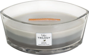 Woodwick heartwick flame trilogy ellipse geurkaars - warm woods - 50 branduren
