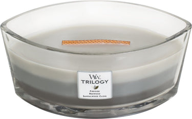 Woodwick heartwick flame trilogy ellipse geurkaars - warm woods - 50 branduren
