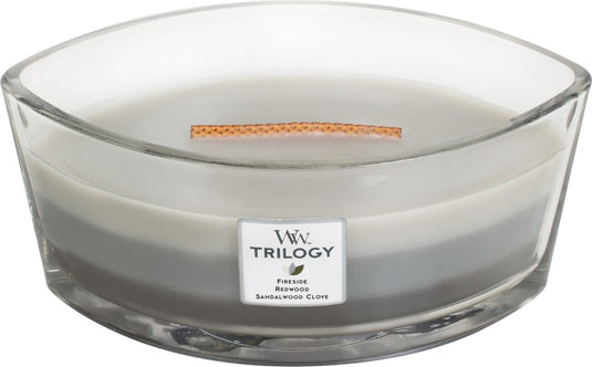 Woodwick heartwick flame trilogy ellipse geurkaars - warm woods - 50 branduren