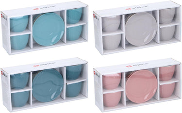 Alpina cappuccino mokken met schotels 8-delig – 4 koffiemokken met schotels – assorti kleuren – 200 ml