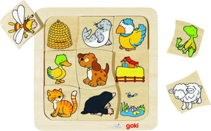 Goki houten legpuzzel wie leeft waar?