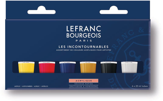 Lefranc bourgeois 300342 fine acrylic set „the must-haves“ 6 × 20 ml | acrylverf set voor kunstenaars beginners