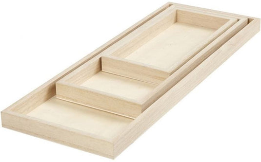 Creativ company houten dienbladen set 40x15 cm 3 stuks