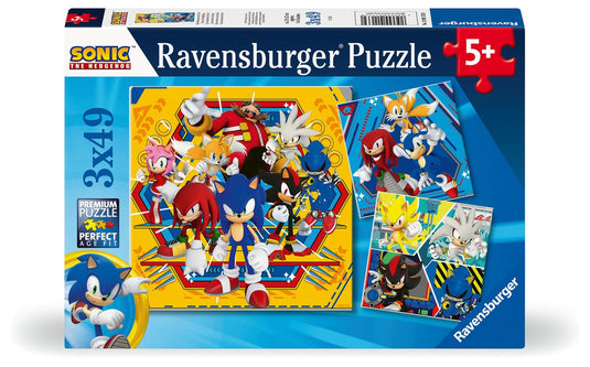 Ravensburger puzzel 3 puzzels - sonic abenteuer - 49 stukjes.