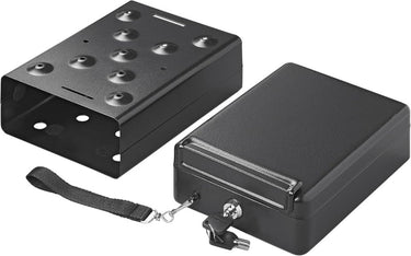 Proplus stalen kluis met slede -22.5 x 16.5 x 8.5 cm - voor auto, caravan, camper - kluis - caravankluis - reiskluis - veiligheid - waardevolle spullen - draagbaar - anti-diefstal - met schroeven en pluggen - inclusief 2 sleutels - zwart