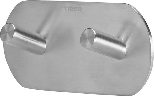Tiger rondo - handdoekhaak dubbel - zonder boren - handdoekhaakjes - 3m tape - rvs geborsteld