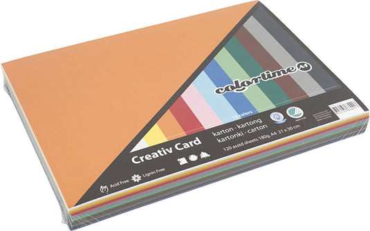 Colortime creativ karton, a4 21x30 cm, 120 assorti vel