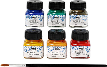 Kreul glas- en porseleinverf clear set 6x20 ml