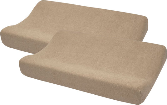 Meyco baby uni aankleedkussenhoes - 2-pack - badstof - taupe - 50x70cm