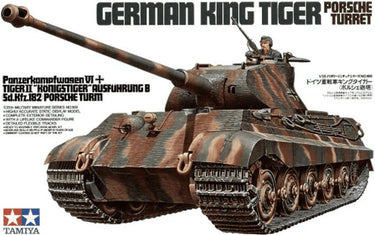 Tamiya modelbouwpakket auto - 35169 german sdkfz.182 königstiger porsche tank with figure plastic - 1:35 - modelbouw