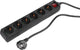 Q-link stekkerdoos met schakelaar - 6-voudige verlengkabel met randaarde - 3 x 1.5 mm� - 5 m - zwart