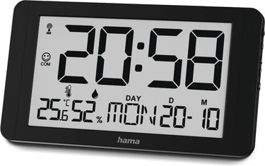 Hama wandklok- cuba- radiogestuurd - thermo- hygrometer- zwart
