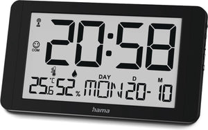 Hama wandklok- cuba- radiogestuurd - thermo- hygrometer- zwart