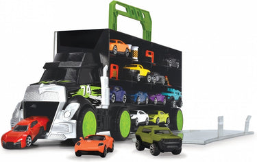 Dickie transporter met 4 die-cast auto's en accessoires