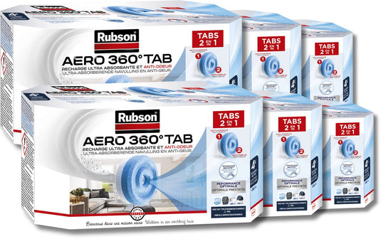 Rubson navullingen aero 360 neutral 24 x 450g – vochtopnemer navultabs met anti-geur technologie
