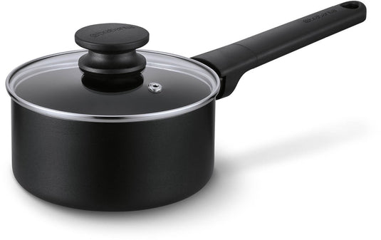 Brabantia vanta steelpan met deksel -ø 16 cm - sauspan - keramische antiaanbaklaag titanium versterkt - geschikt voor inductie - 100% pfas vrij - zwart