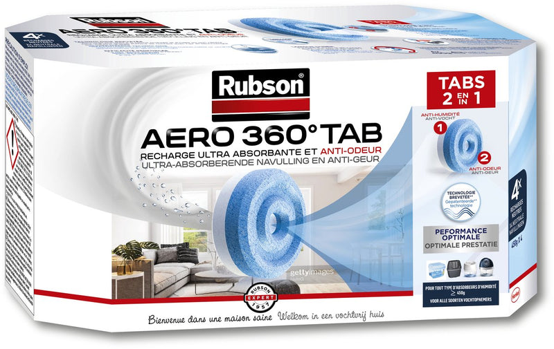 Afbeelding laden in galerijviewer, Rubson aero 360 navullingen neutral 4 stuks | vochtvanger luchtontvochtiger navulling | vochtvanger navul tabs | kamer ontvochtiger vochtopnemer tabs.
