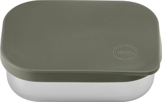 Aya ida aya ida - lunch box - opbergdoos - meenemen - brood - lunch - salade - rvs - siliconen deksel - 900ml - tropical green