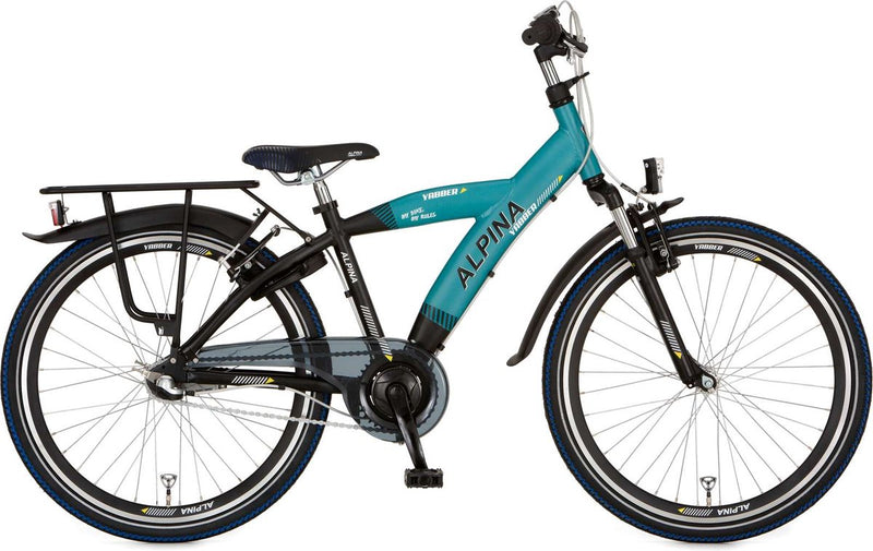 Afbeelding laden in galerijviewer, Alpina fietsen alpina yabber j24 jet black metallic matt - pacific blue m.
