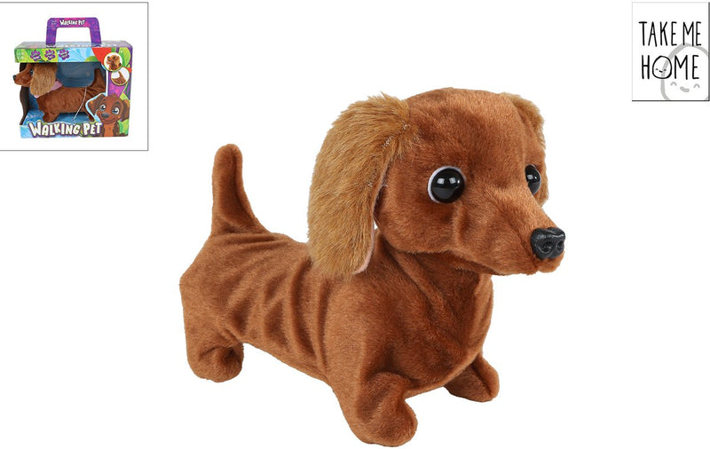 ギャラリービューアに画像をロードする, Take me home pluche loophond teckel 19cm speelgoed hond bruin.
