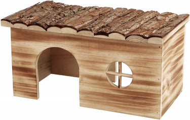 Trixie huis grete 2 uitgangen cavia schorshout gevlamd 35x20x18 cm