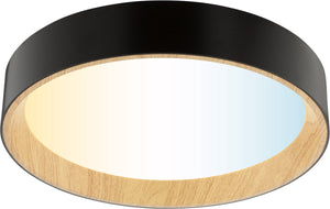Brilliant larios - plafondlamp - led 9.2w - cct - 3000k-6500k - dimbaar - nachtlicht - timer - afstandsbediening - hout kleur - zwart