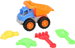 Eddy toys sand truck set zandtruck speelset - 5-delig zandspeelgoed met truck, schepje en zandvormpjes - kunststof - voor buiten - vanaf 18 maanden - 19,5 cm - meerkleurig