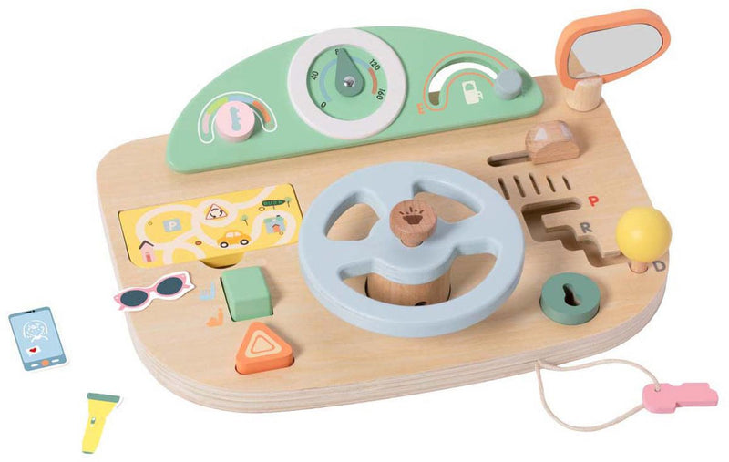 Laden Sie das Bild in Galerie -Viewer, Classic world houten speelgoed stuurwiel met accessoires voor kinderen.
