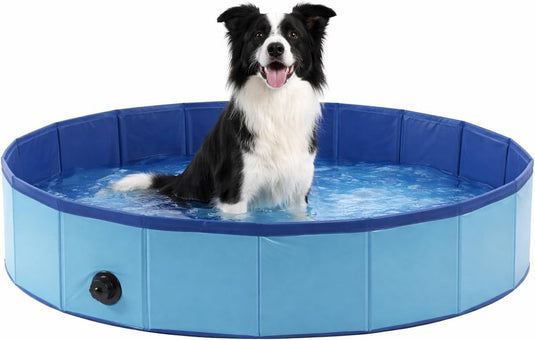 Flamingo hondenzwembad 120 cm - opvouwbaar hondenbad - zwembad voor honden - blauw - verkoelend plonsbad - zonder luchtpomp