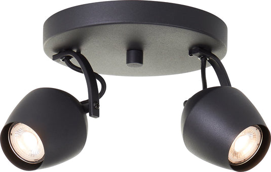 Brilliant vertino - plafondspot - gu10 2x5w - 3000k - zwart