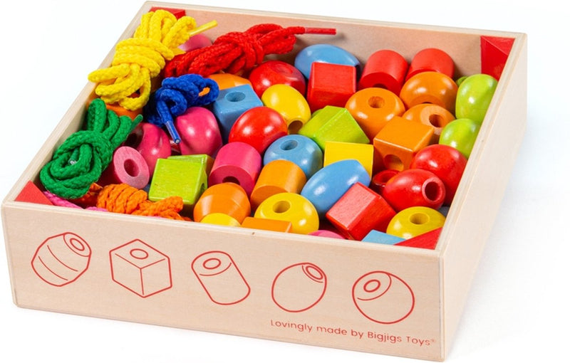 Afbeelding laden in galerijviewer, Bigjigs houten gekleurde kralen, 95dlg.
