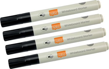 Nobo whiteboard markers met ronde punt - 4 stuks - zwart