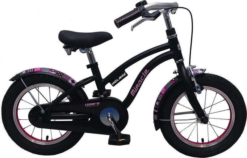 Afbeelding laden in galerijviewer, Volare Miracle Kinderfiets - Meisjes - 14 inch - Mat Zwart - Prime Collection
