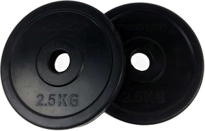 Tunturi halterschijven - halter gewichten - 2x 2,50 kg - 30mm - rubber - incl. gratis fitness app