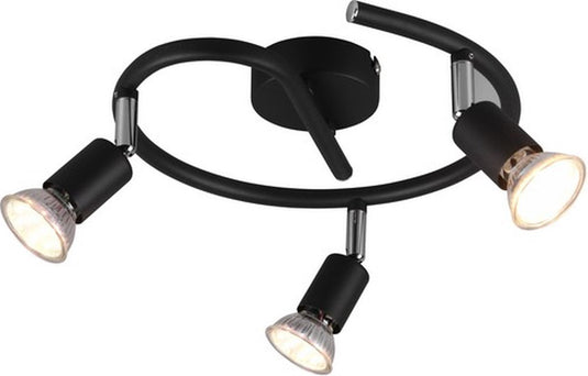 Rl live your light reality paris - spot - zwart mat - excl. 3x gu10 3 w - plafondbevestiging