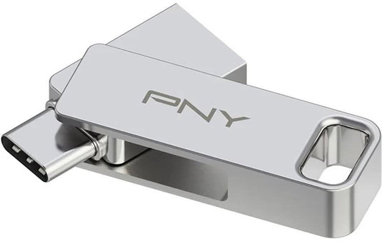 Pny , usb otg 2 in 1 usb-a 3.2 usb-c duo link 128gb, zilver