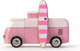 Candylab houten speelgoedauto vw beach bus - roze - klassiek design.