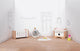 Goki poppenhuismeubeltjes: design kinderkamer, 12-delig, 10,2x6x5,5cm (bed), beukenhout en stof, 3+