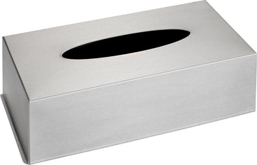 Wenko box voor tissues rvs mat 25x12x8cm - tissuebox roestvrijstaal - tissuehouder - zakdoekendoos - tissuedoos staand of wandbevestigd, met bodem