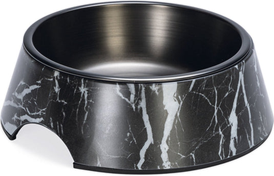 Designed by lotte meis voerbak hond - drinkbak eetbak hond - hondenvoervak - melamine rvs - zwart - 700 ml