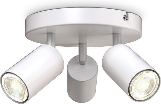 B.k.licht - opbouwspots - plafondspot met 3 lichtpunten - witte plafondlamp - draaibar - kantelbaar - gu10 fitting