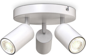 B.k.licht - opbouwspots - plafondspot met 3 lichtpunten - witte plafondlamp - draaibar - kantelbaar - gu10 fitting