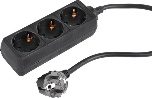 Q-link stekkerdoos - 3-voudig - randaarde - 3 x 1.5 mmâ² - 3 m - zwart