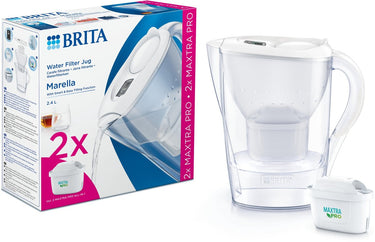 Brita - waterfilterkan - marella cool - 2,4l - wit - incl. 2 maxtra pro all-in-1 filterpatronen - voordeelverpakking