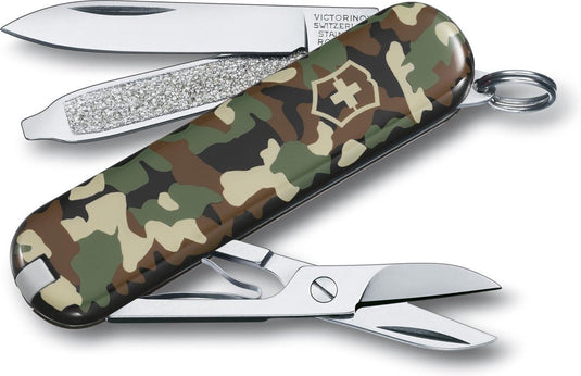 Victorinox klein zakmes met schaar en schroevendraaier - 7 functies - classic sd - camouflage